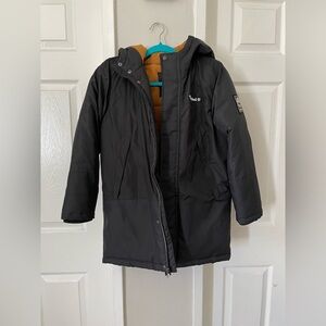 Timberland Kids Black Hooded Raincoat with Mustard Lining 10-12